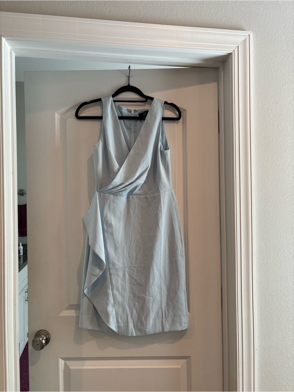 J. Crew Pale Blue V-Neck Sleeveless Ruffled Cocktail Dress
